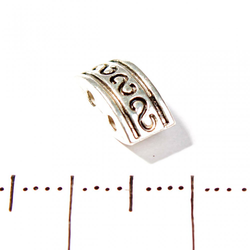 Vložka mezi korálky obdélníková, dvojitě vyboulená, pro dvě nitě, plastová, rozměr 10×5 mm