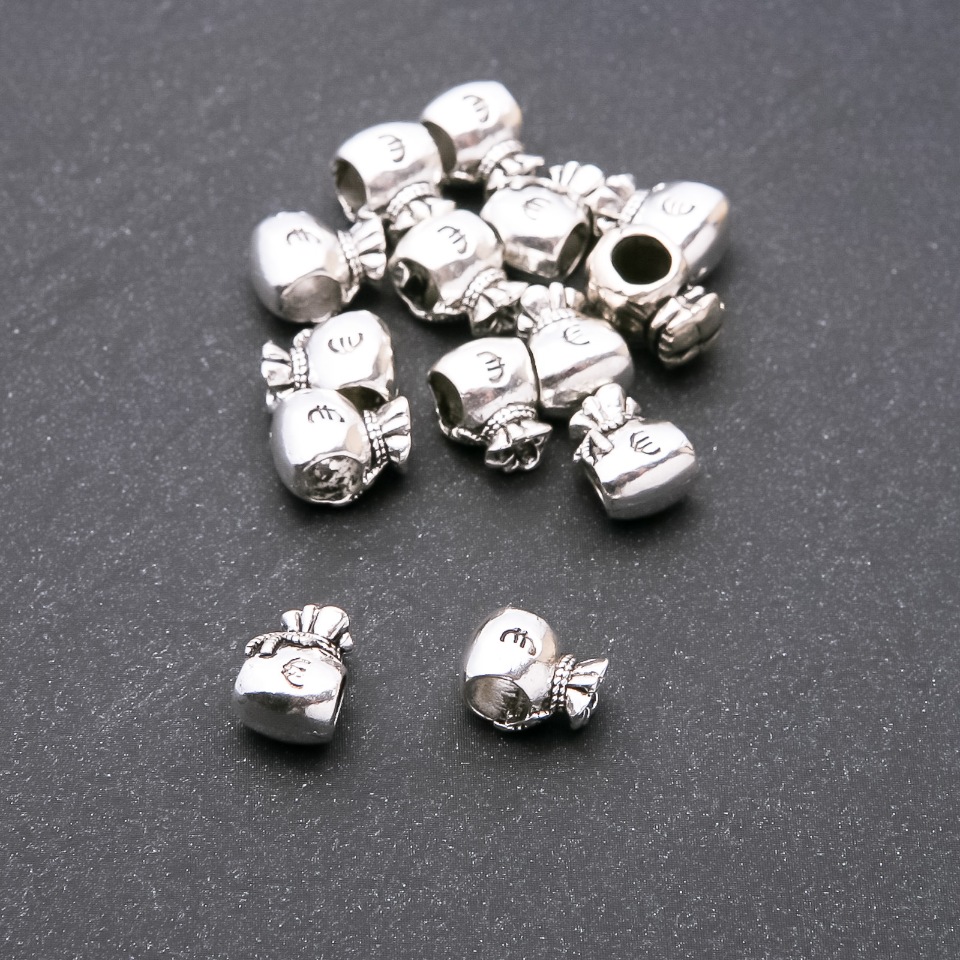 Korálka vložka «Pytlíček» ve stylu Pandora, průměr 10×8 mm, vnitřní otvor 4,8 mm, balení 20 g ± 9 ks