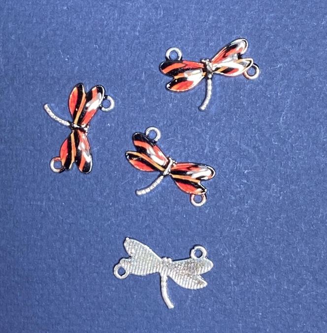 Фурнітура Коннектор Стрекоза чорно червона емаль 22х16мм фас. 4шт