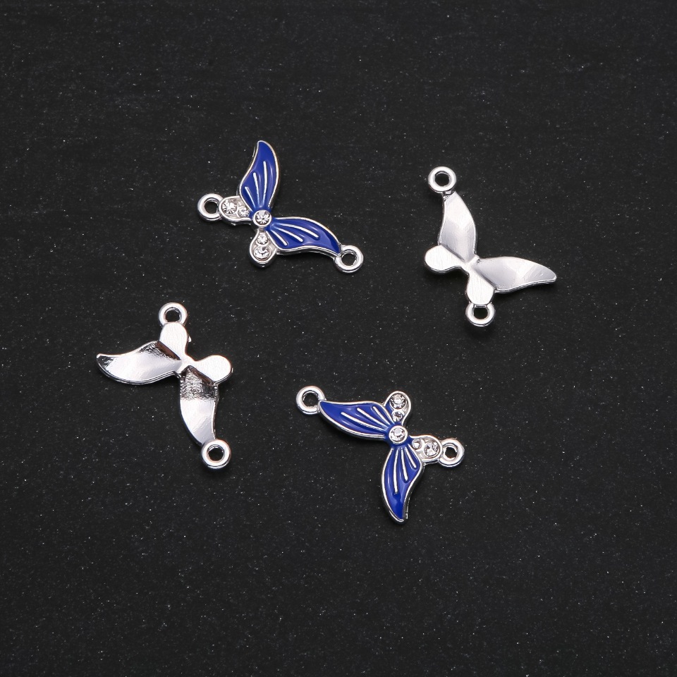 Фурнітура Коннектор Метелик синя емаль 24х12мм фас. 4шт
