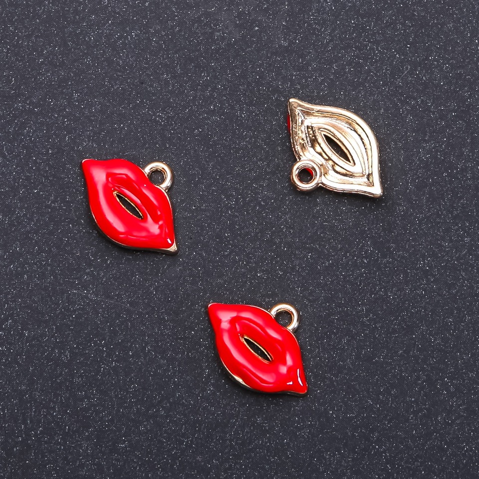 Bižuterní závěsná součástka Přívěšek Polibek, průměr 18 mm, délka 13 mm, otvor 1,9 mm, balení 10 ks (±)