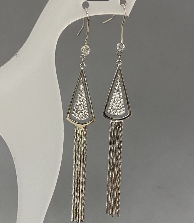 Náušnice štětce 73×11 mm, kov stříbrný