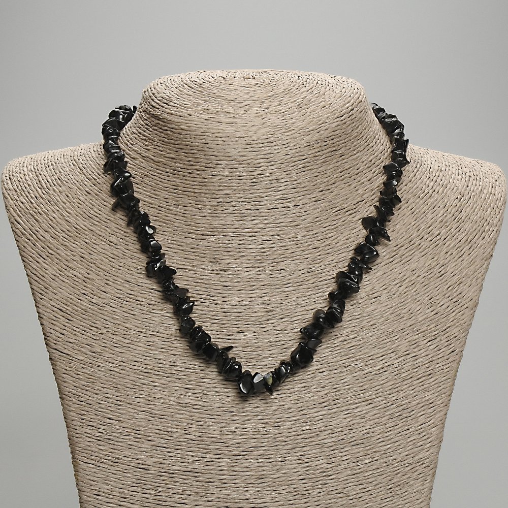 Náhrdelník z přírodního achátu, čipové korálky, průměr 7(±) mm, délka 45 cm ± s prodlužovacím řetízkem