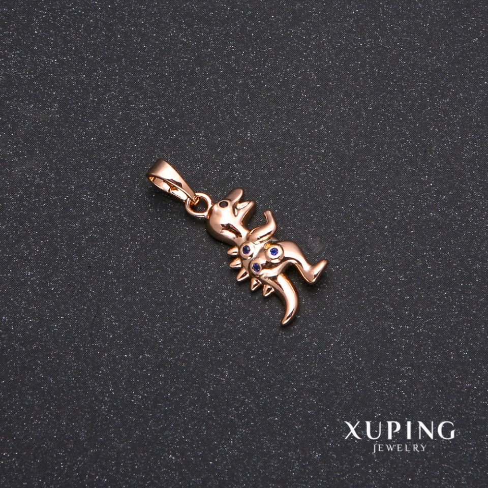 Přívěsek Xuping Dinosaurus se modrými kameny 10×24 mm pozlacený 18k