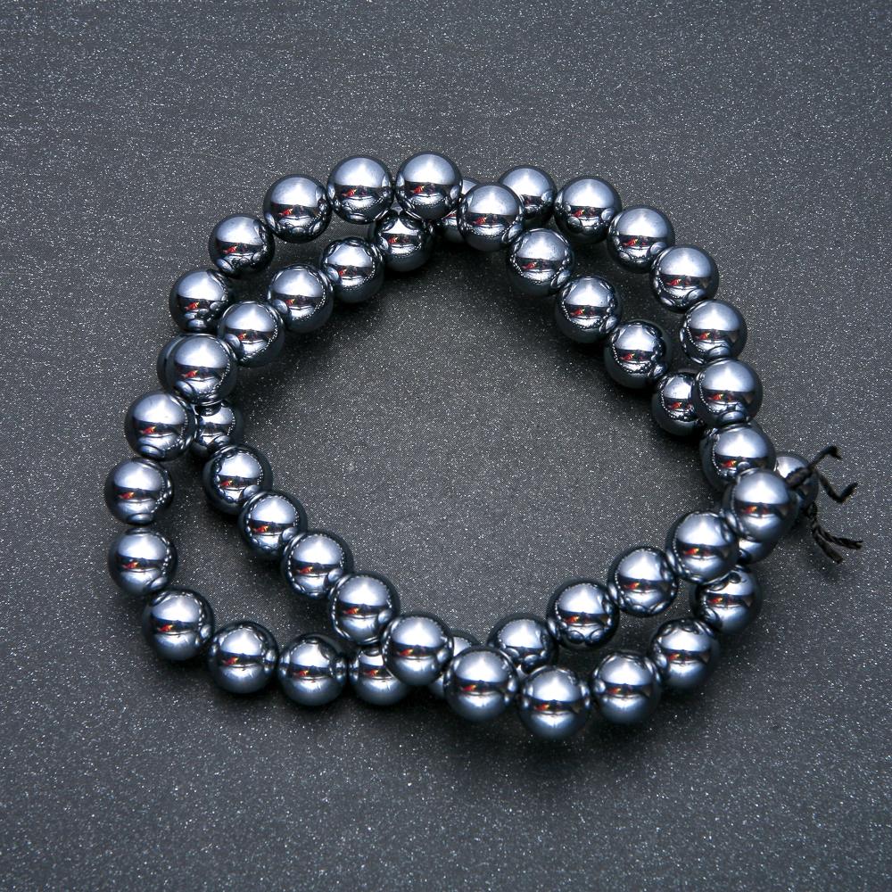 Korálky na niti z terahertzu – hladká kulička, průměr 10 mm, délka 39 cm