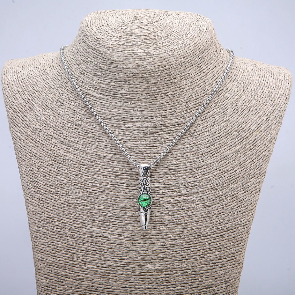 Кулон "Куля Око дракона" 45х10мм на ланцюжку, довжина 70см + - сріблястий метал