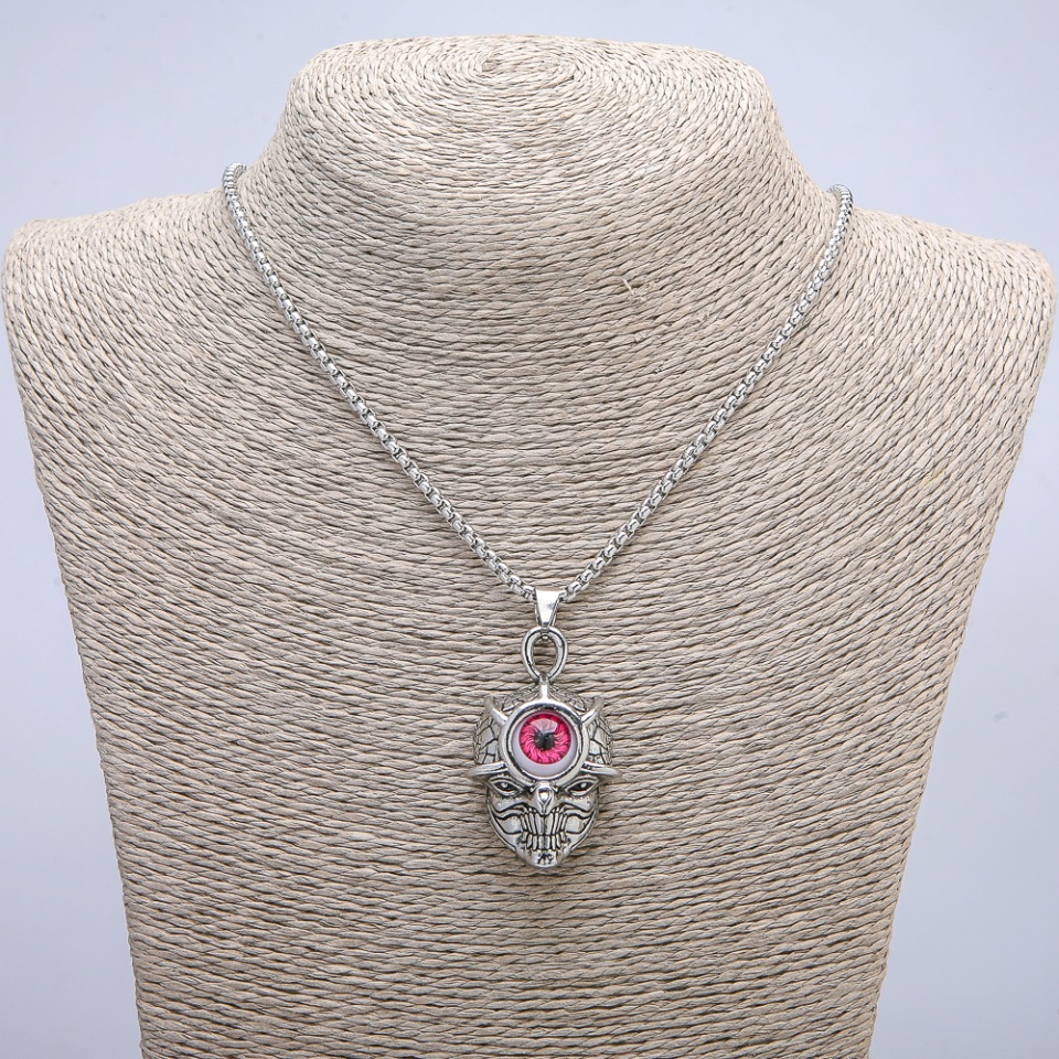 Кулон "Череп з оком" 45х27мм на ланцюжку, довжина 70см сріблястий метал