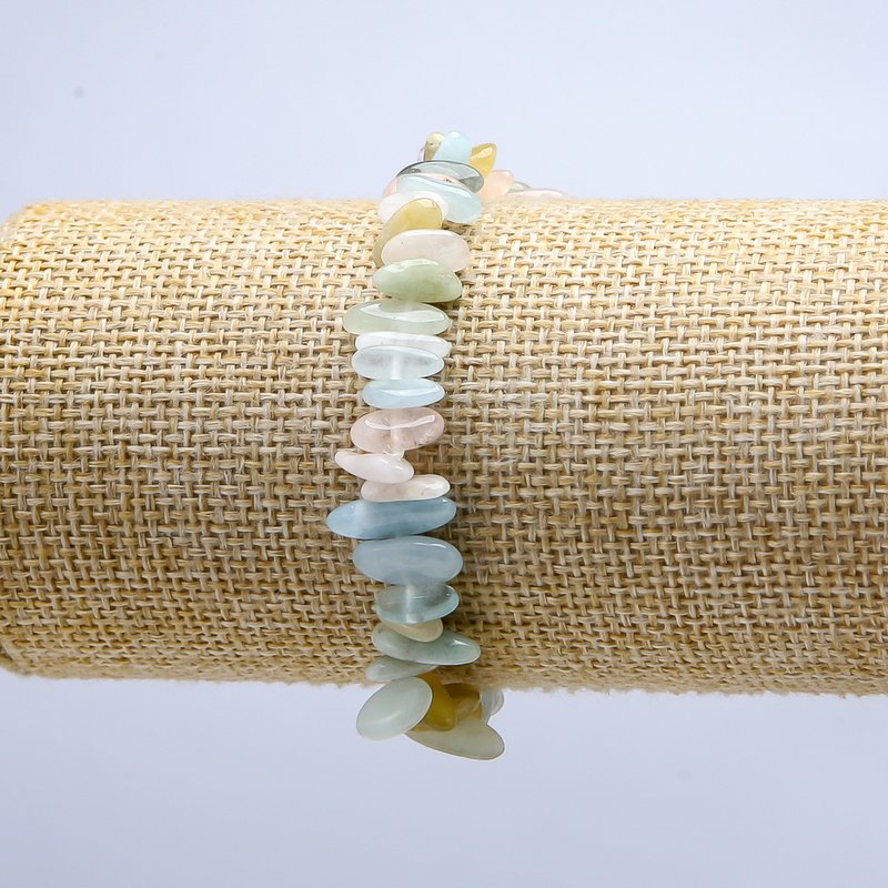 Náramek z přírodního Morganitu, brusované korálky, průměr 9×4 mm ±, délka 18 cm (elastický)