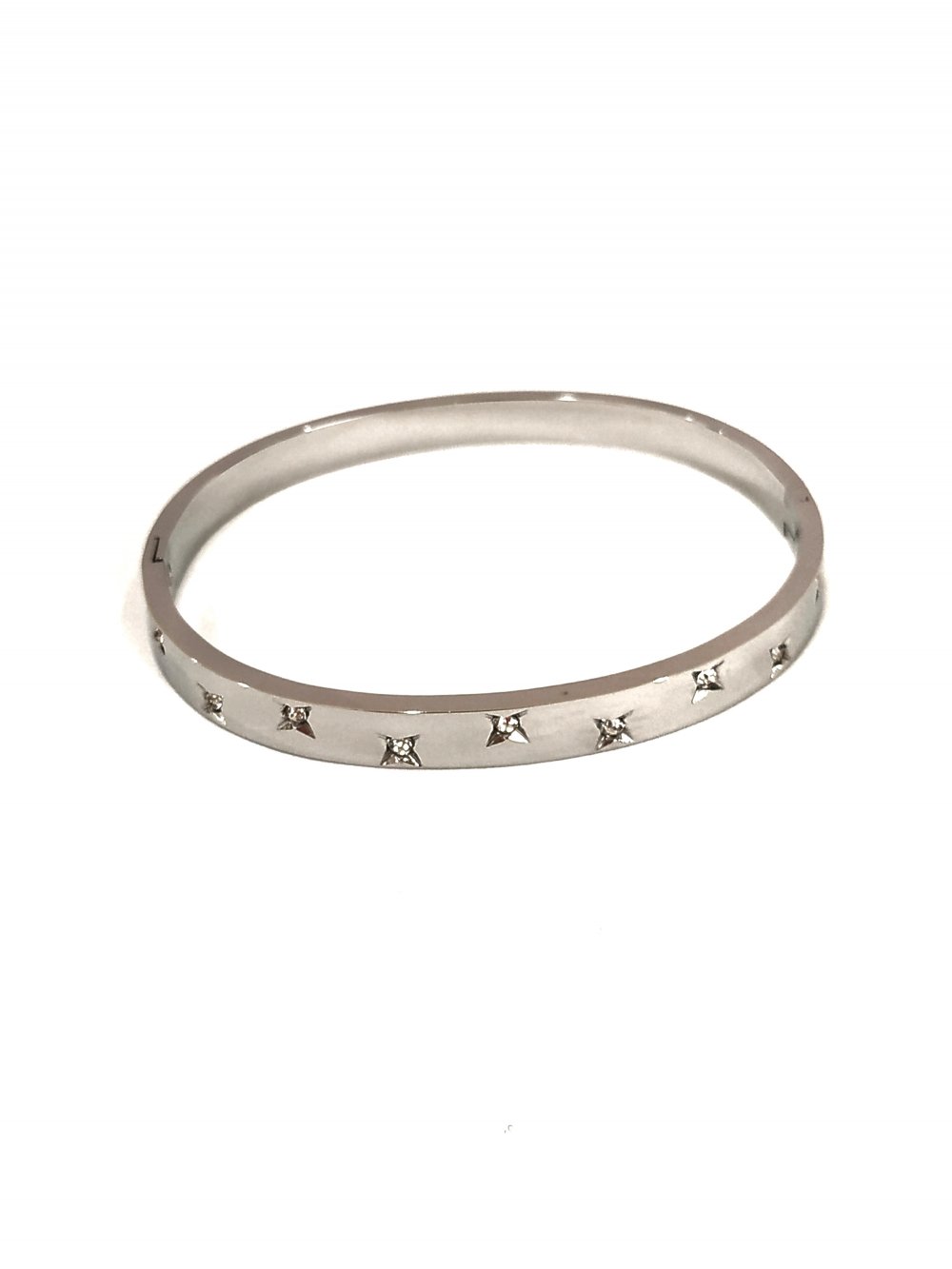 Браслет Xuping Родій з білими стразами, товщина 6мм + -, діаметр 64х53см +