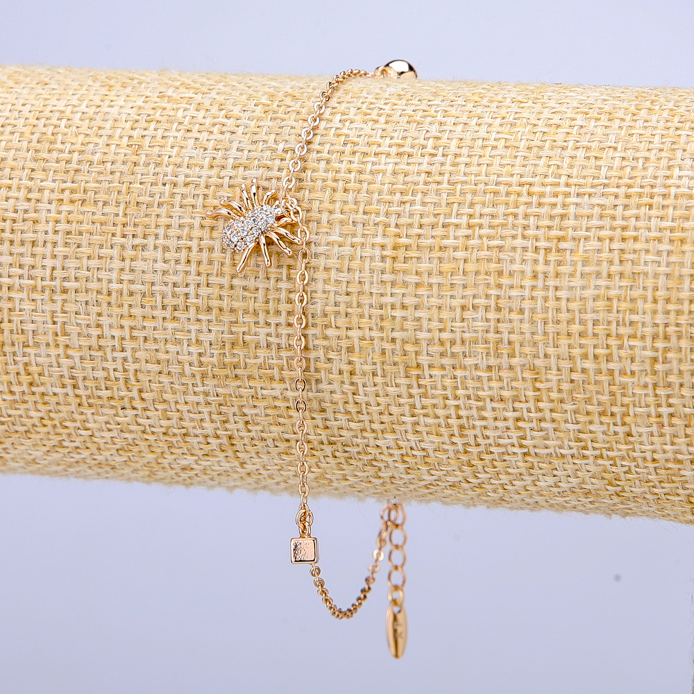 Браслет Xuping Позолота 18К c білими стразами, товщина 1мм + -, довжина 18-21см +