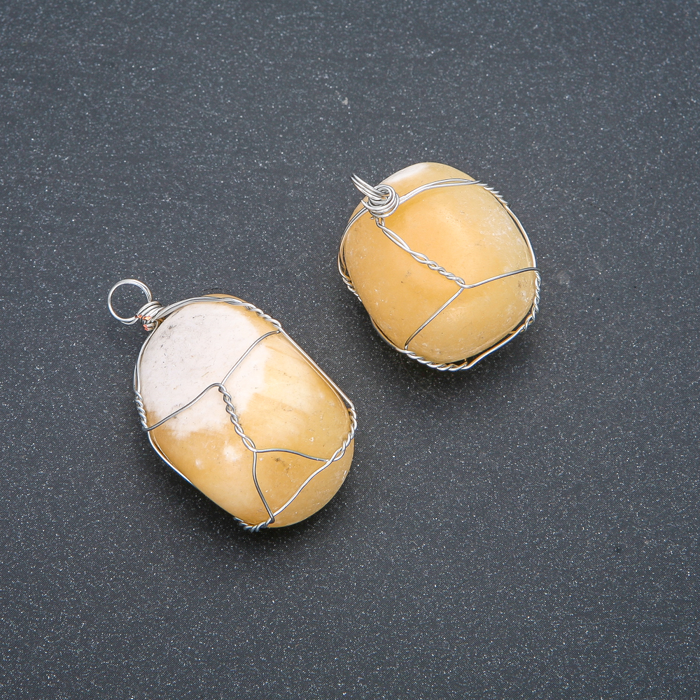 Přívěšek v stříbrném opletení s citrínem, průměr 30×22 mm+