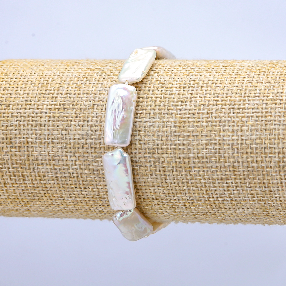 Náramek na gumičce z barokních perel, průměr 9×21 mm+-, délka 18 cm+-