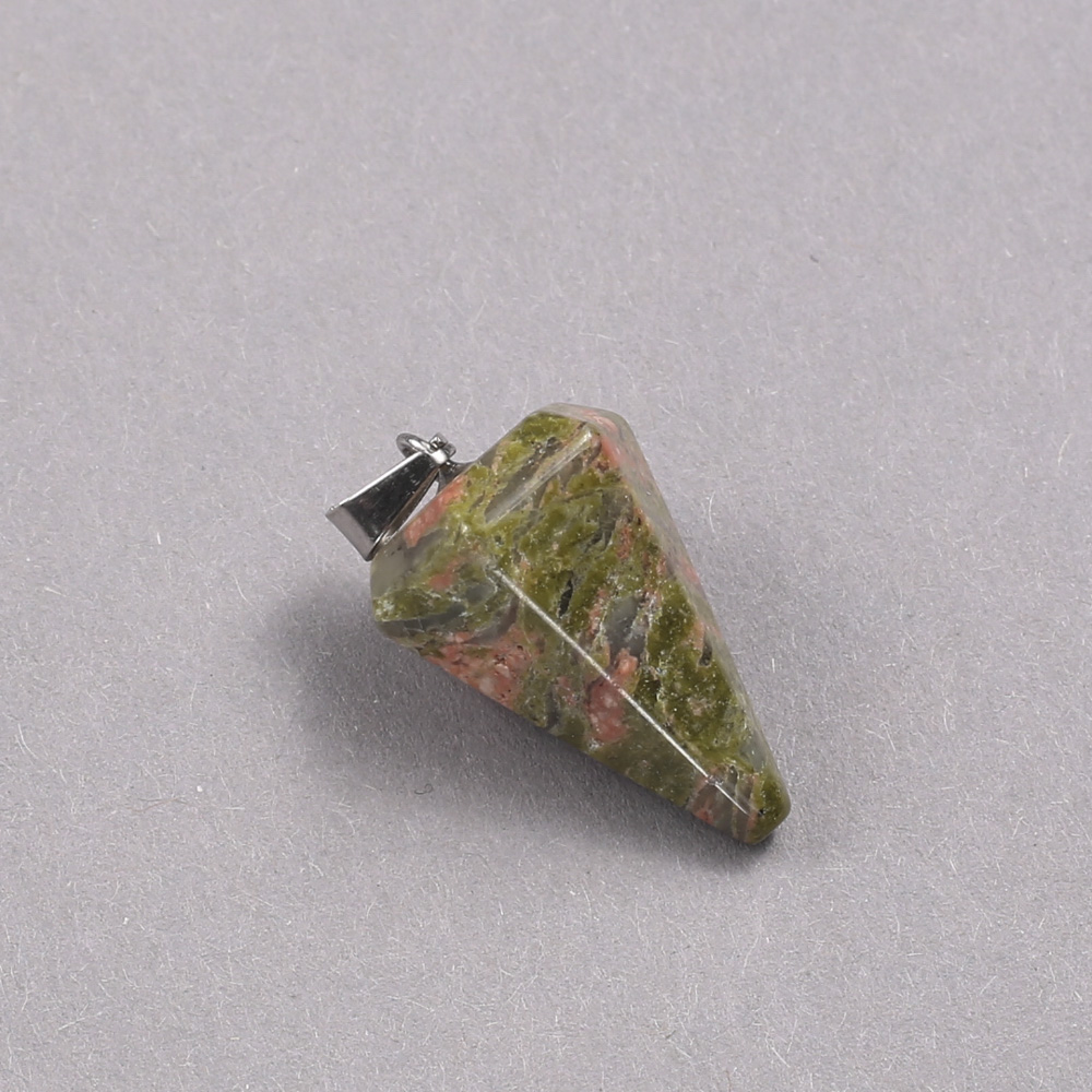 Кулон Маятник з натурального каменю Яшма Унакіт 14х22х30мм+