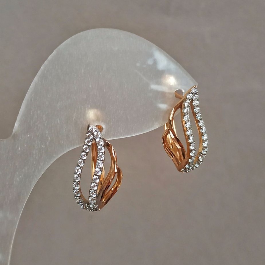 Náušnice Xuping pozlacení 18K se bílými kamínky, průměr 18×8 mm +