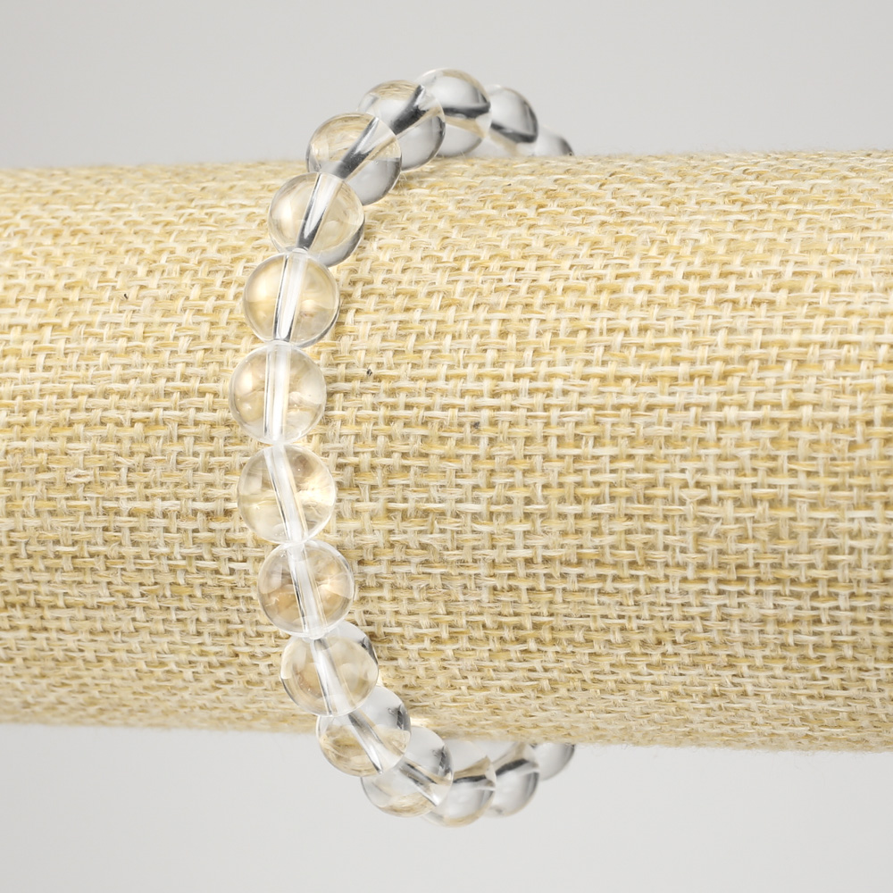 Náramek na gumičce z horského křišťálu, hladká korálka, průměr 8 mm+