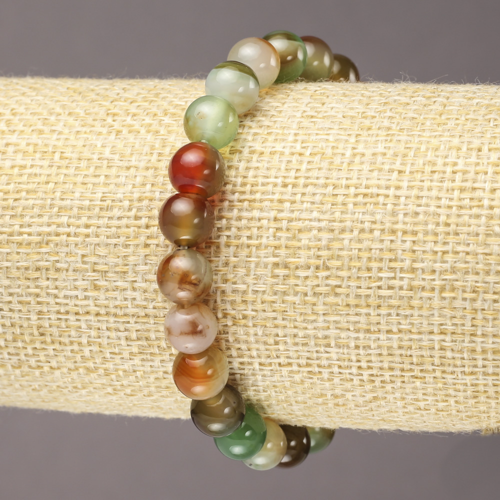 Náramek na gumičce brazilský achát, hladká kulička, průměr 8 mm, délka 18 cm+