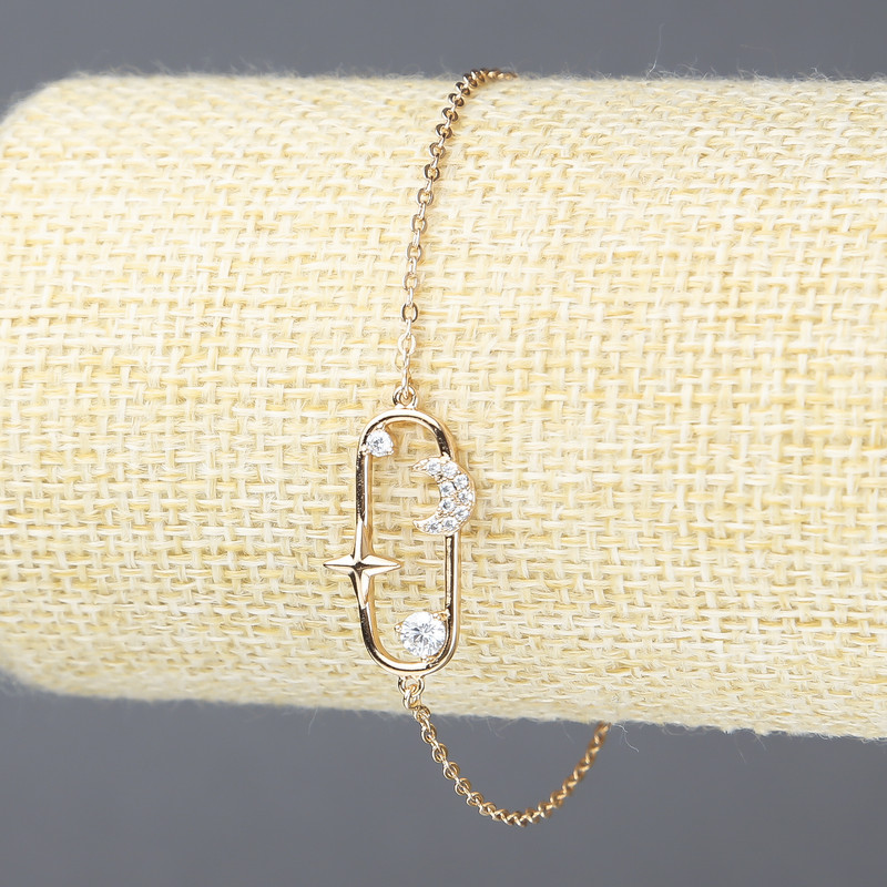 Náramek Xuping pozlacený 18K s bílými štrasovými kamínky, tloušťka 1,5 mm + -, délka 17–20 cm +