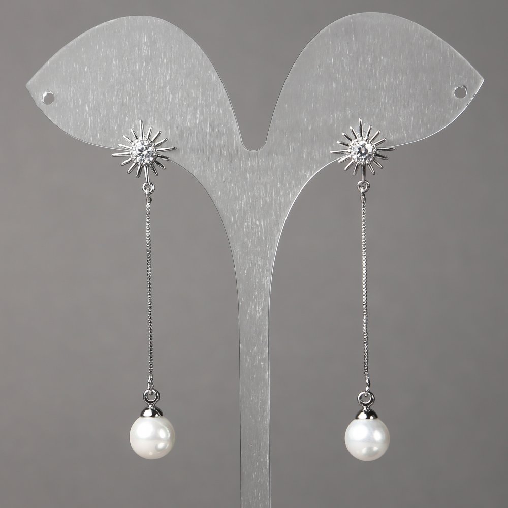 Náušnice peckové s kuličkami Xuping rhodiované se krystaly, korálky a přívěsky 12 mm ±, délka 58 mm ±, tloušťka 0,7 mm ±