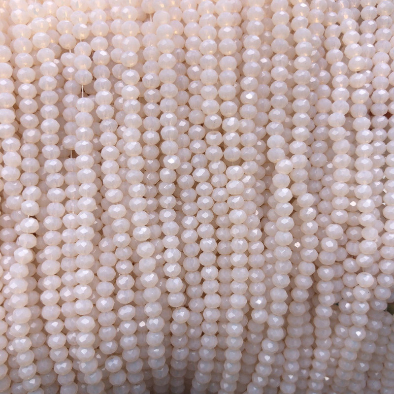 Korálky Český křišťál na vlasci, broskvový matný brusovaný rondel, průměr 3×2,5 mm, délka 36–38 cm