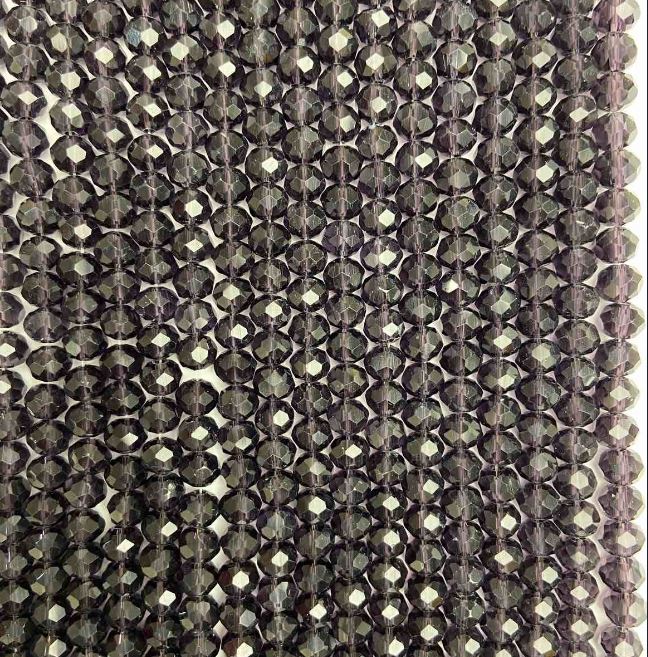 Korálky z českého křišťálu na niti tmavě fialové, broušené rondely, průměr 6×5 mm + -, délka 42 cm +