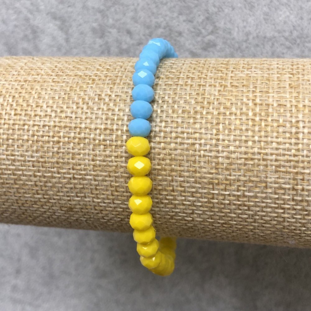 Náramek na gumičce z českého křišťálu Ukrajina, brusovaný rondel, průměr 6×4 mm, délka cca 18 cm