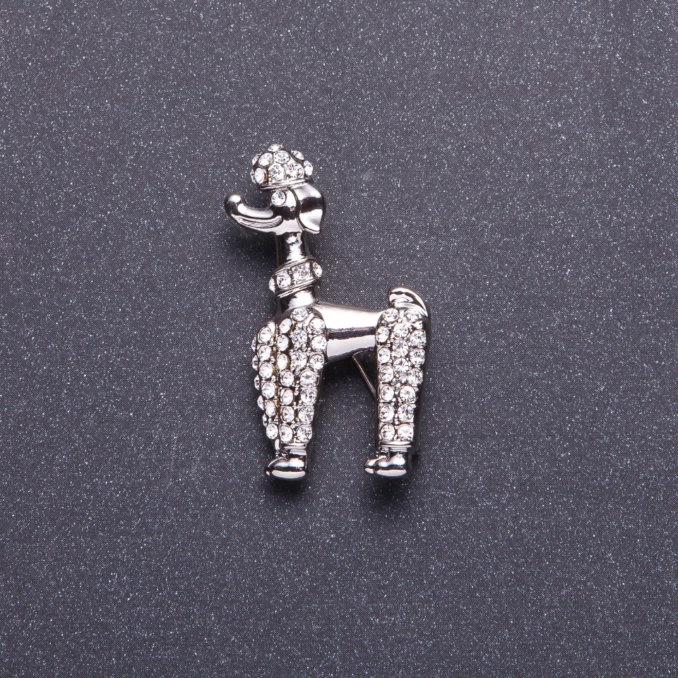 Brož «Královský pudl», barva kovu stříbrná, 4×2,5 cm