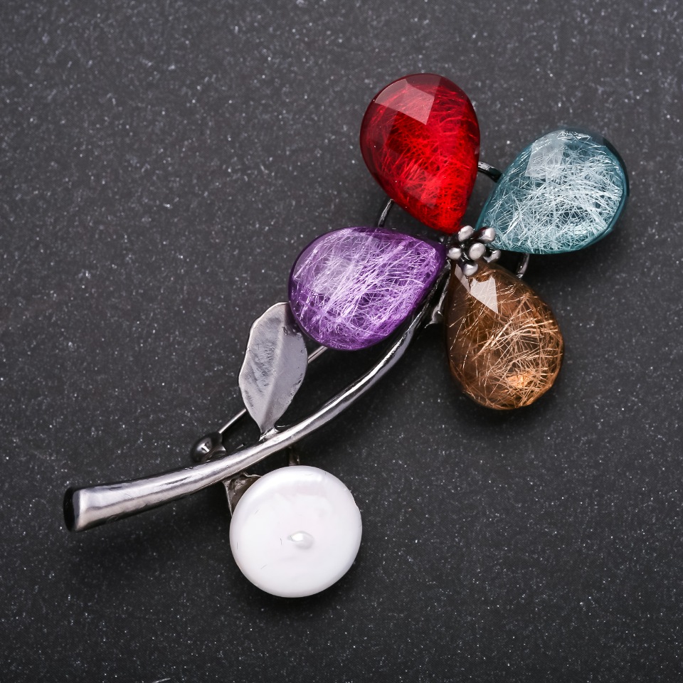 Brož „Květina“ barva kovu: stříbro 65×30 mm