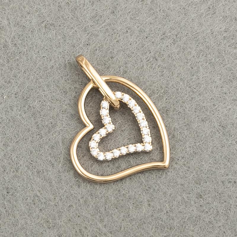Přívěsek Xuping Pozlacený 18K – srdce se bílými štrasami, průměr 21×17 mm +
