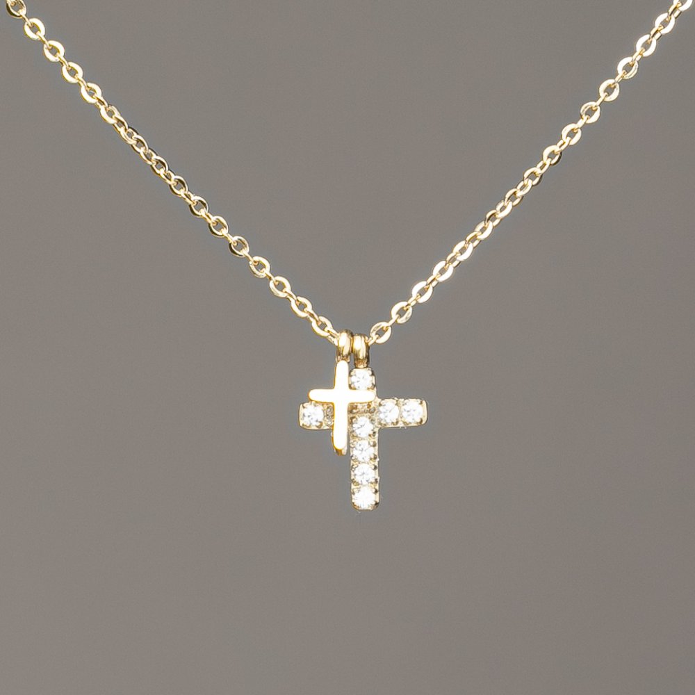 Řetízek Xuping s citronovým pozlacením a přívěskem a bílými štrasami 12×9 mm, tloušťka 1 mm, délka 40–45 cm