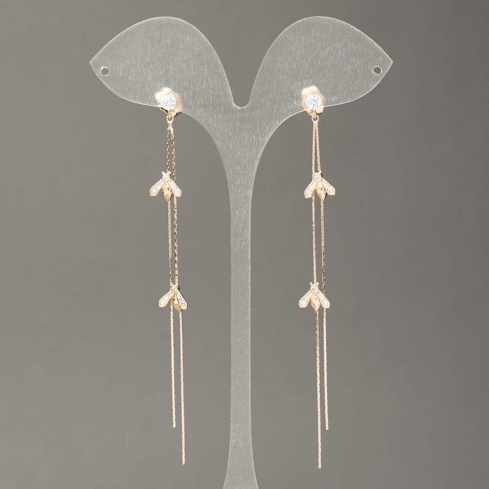 Náušnice kuličky Xuping s pozlacením 18K se bílými štrasovými kameny