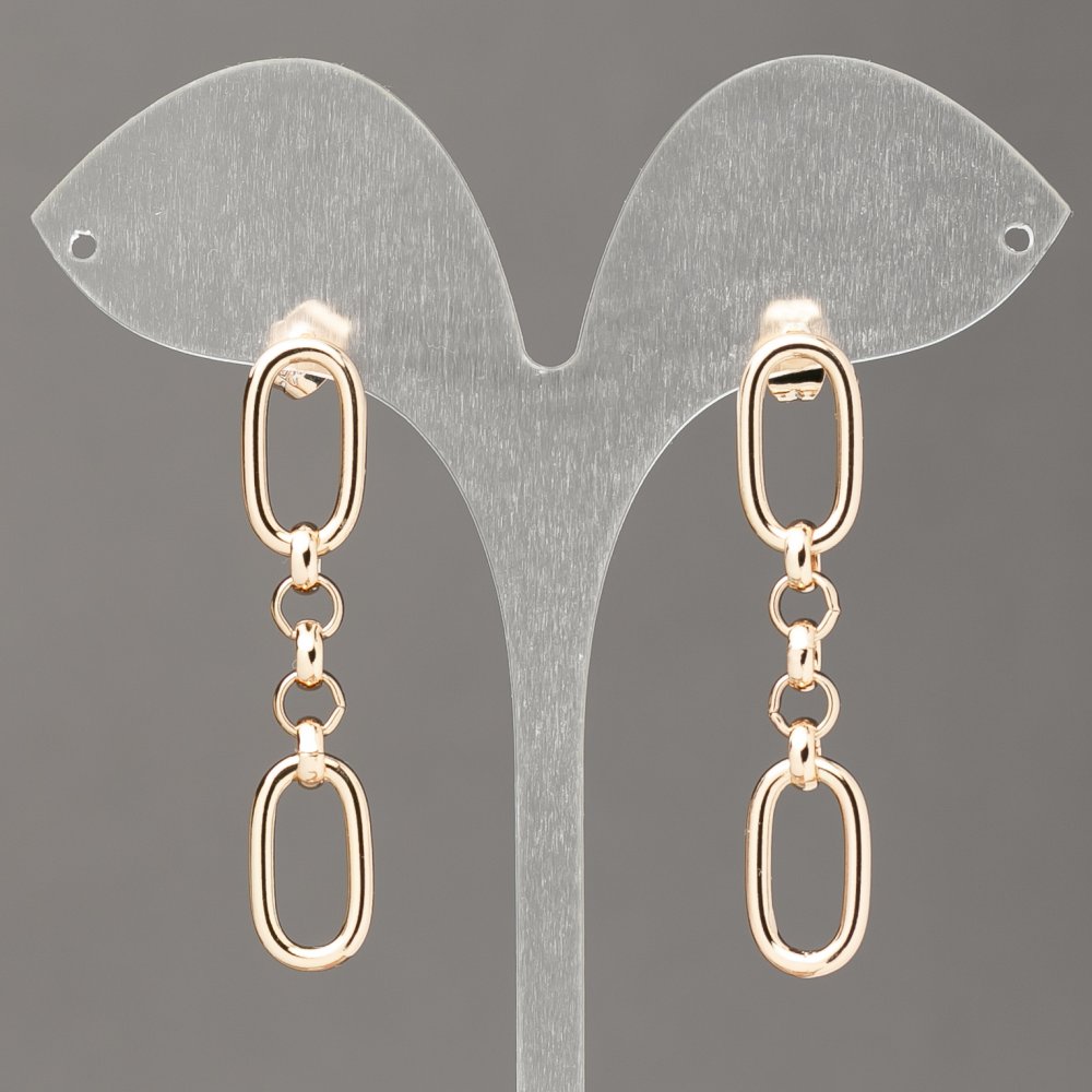 Náušnice peckové Xuping s 18K pozlacením, řetízkový design, tloušťka 9,5 mm, délka 48 mm