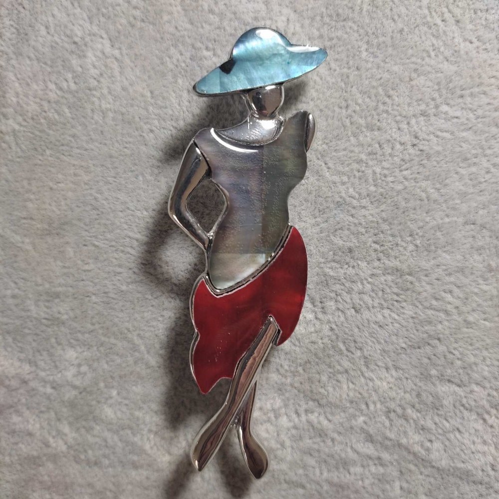 Brož / Přívěsek Dáma s perleťovým leskem 80×30 mm +