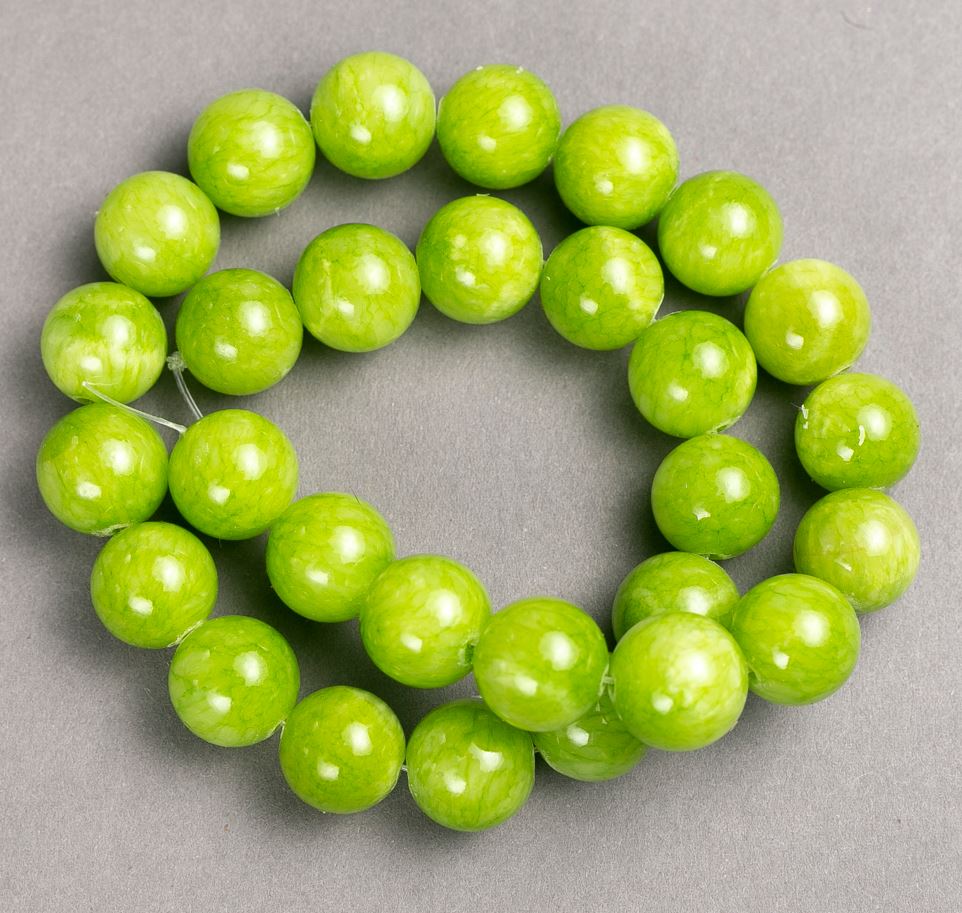 Korálky Onyx (umělý akryl) na niti, hladká kulička, průměr 14,5 mm, délka 40 cm