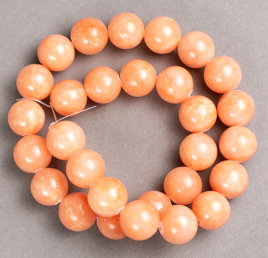 Korálky na niti selenit (akryl), hladká kulička, průměr 14 mm, délka 39 cm