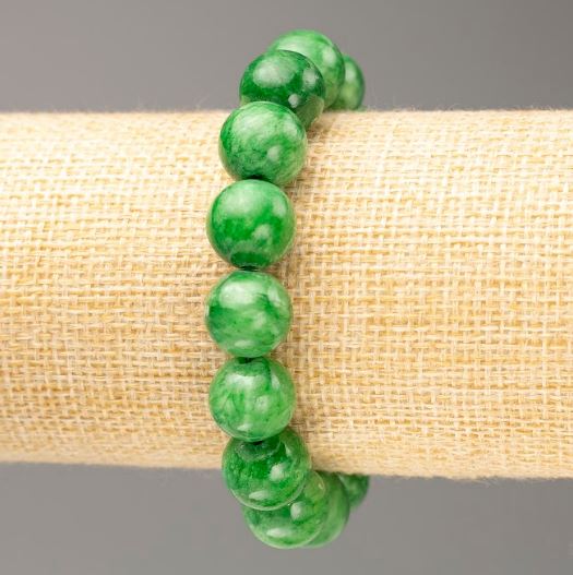 Náramek na gumičce z chrysoprasu (umělý akryl), průměr 12,5 mm, délka 18 cm