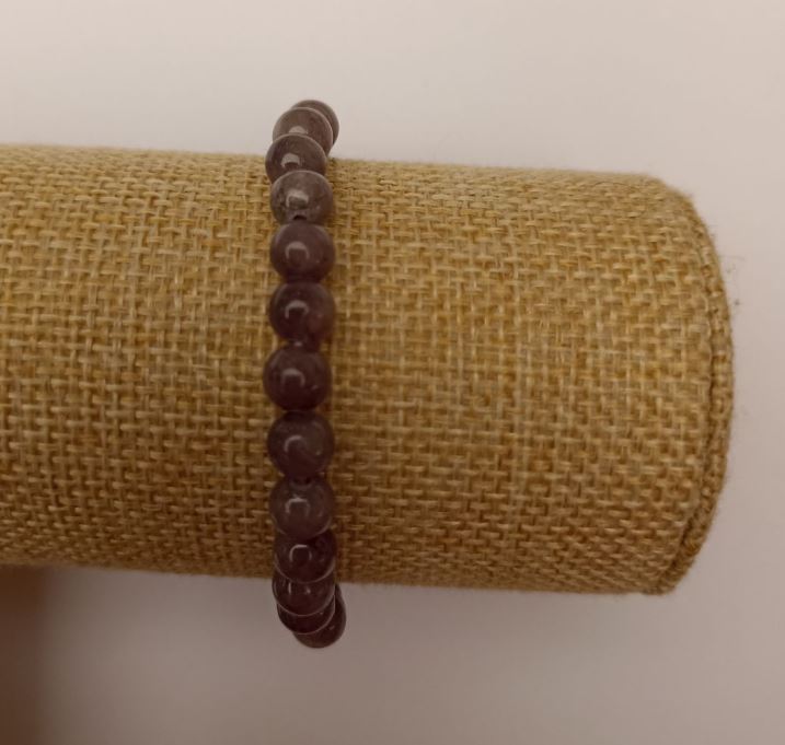 Náramek na gumičce tónovaný křemen (umělý akryl) tmavě šedý, hladká kulička, průměr 6,5 mm, délka 18 cm