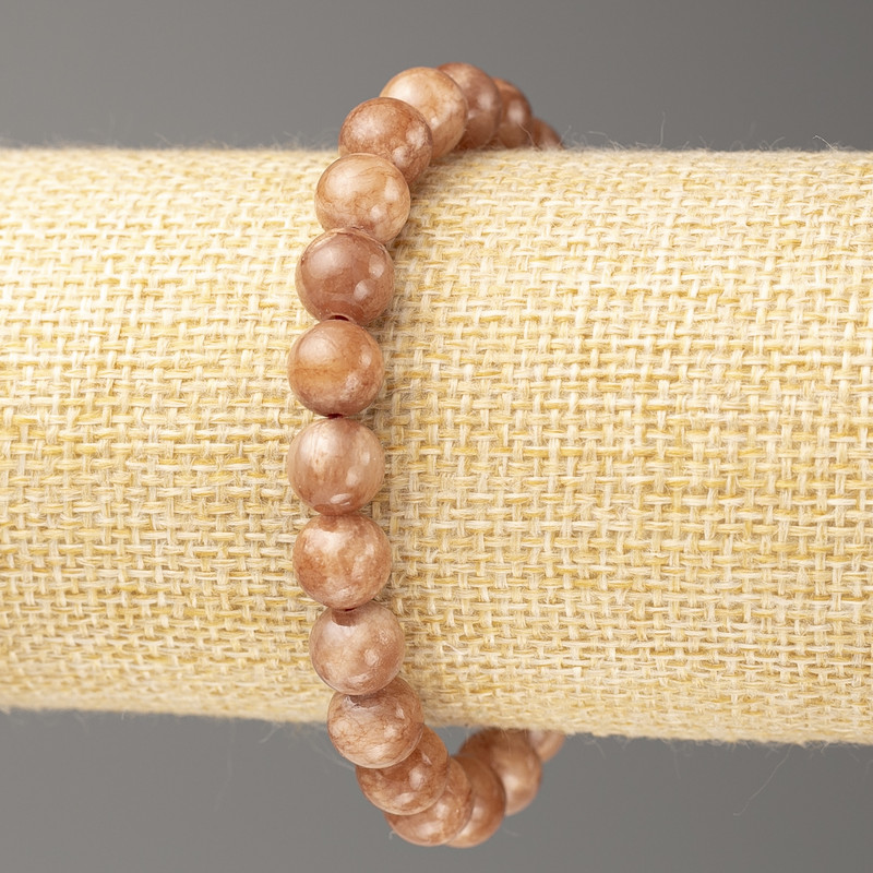 Náramek ze selenitu z umělého akrylu, průměr 8 mm ±, délka 18 cm ±, hladká kulička na elastické gumičce