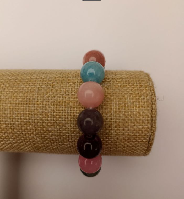 Náramek na gumičce z barveného kvarcu Asorti (umělý akryl) hladká kulička, průměr 12,5 mm, délka 18 cm