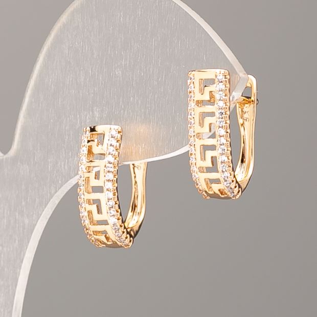 Náušnice Xuping pozlacení 18K se bílými krystaly, průměr 17×6 mm