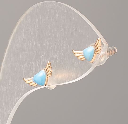 Náušnice pecky Xuping pozlacené 18K světle modré srdíčka, průměr 10 × 5 mm