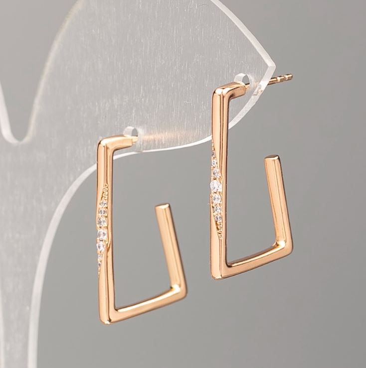 Náušnice Xuping pozlacené 18K se bílými štrasovými kamínky, průměr 23,5 × 2 mm +