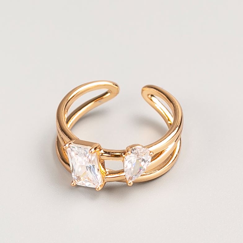 Prsten Xuping se zlatou barvou kovu a bílým kamenem, velikosti 16 a 18