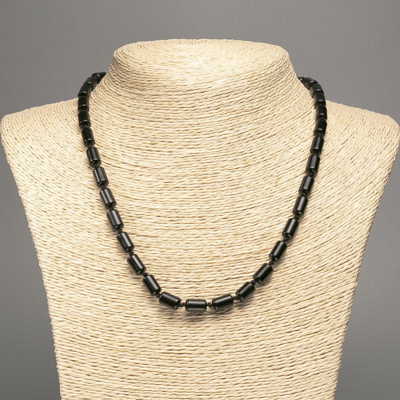 Náhrdelník z achátu (lisovaný) hladké válce, průměr 10×6 mm, délka 48 cm