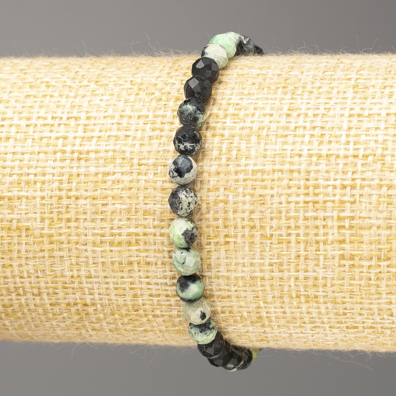 Náramek z přírodního kamene chryzokoly, broušené korálky o průměru 5 mm, délka 18 cm (na elastické šňůře)