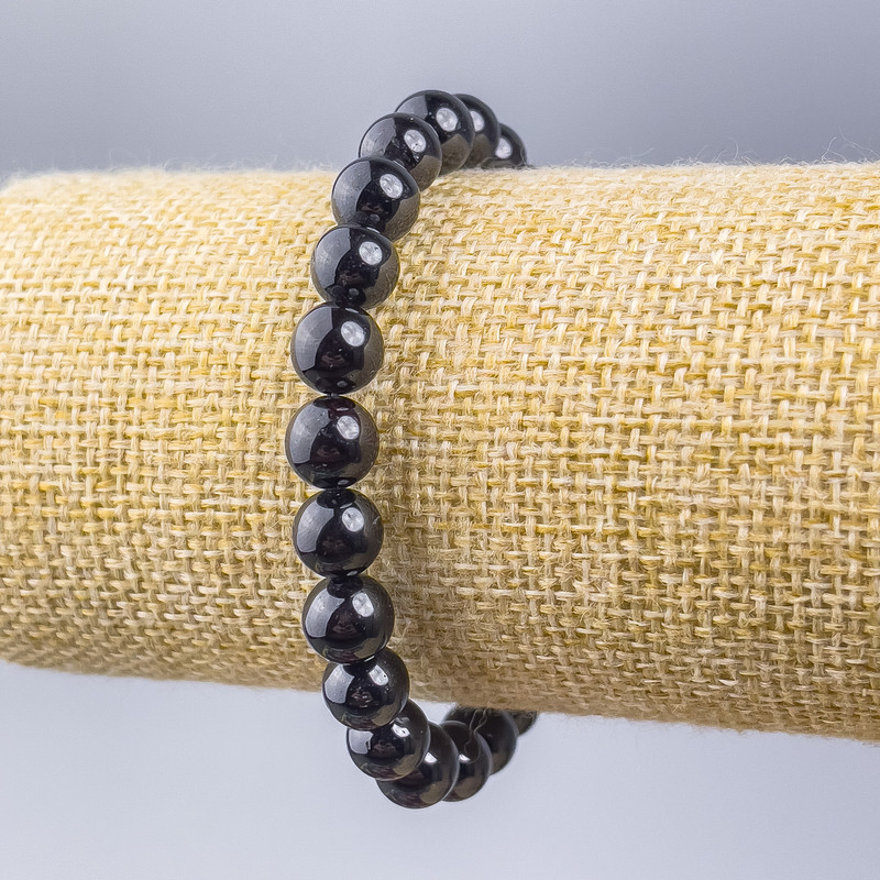 Náramek z granátu, přírodní kámen, hladké korálky o průměru 8 mm, délka 18 cm (elastická guma)