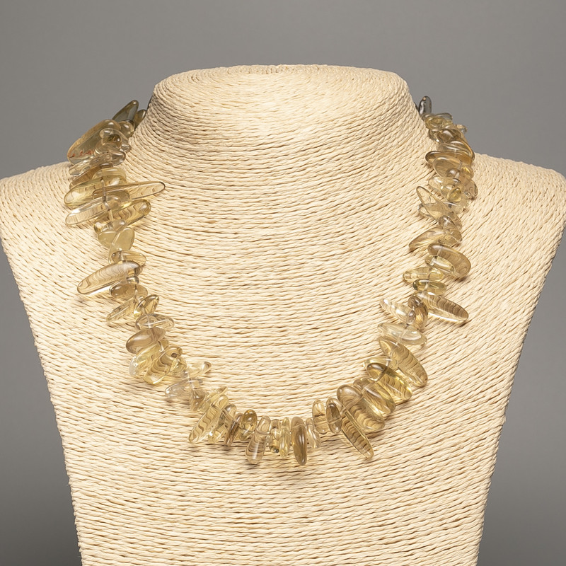 Náhrdelník z přírodních kamenů vínový křemen «jehla», průměr 20×7 mm, délka 48 cm +