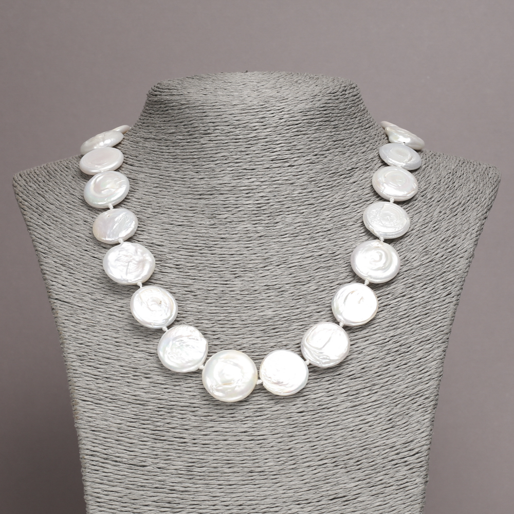 Náhrdelník z barokních perel, průměr 18×5 mm (±), délka 45 cm