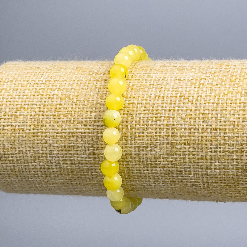 Браслет Тонований кварц Волосатик гладка кулька, діаметр 6, 5мм+-, довжина 18см (стрейч)