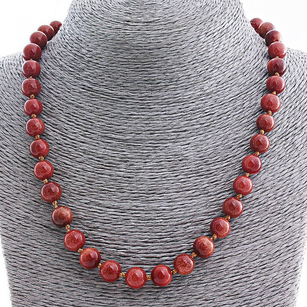 Náhrdelník z aventurínu (syntetický) „Zlatý písek“, korálka 10 mm, délka 50(±) cm