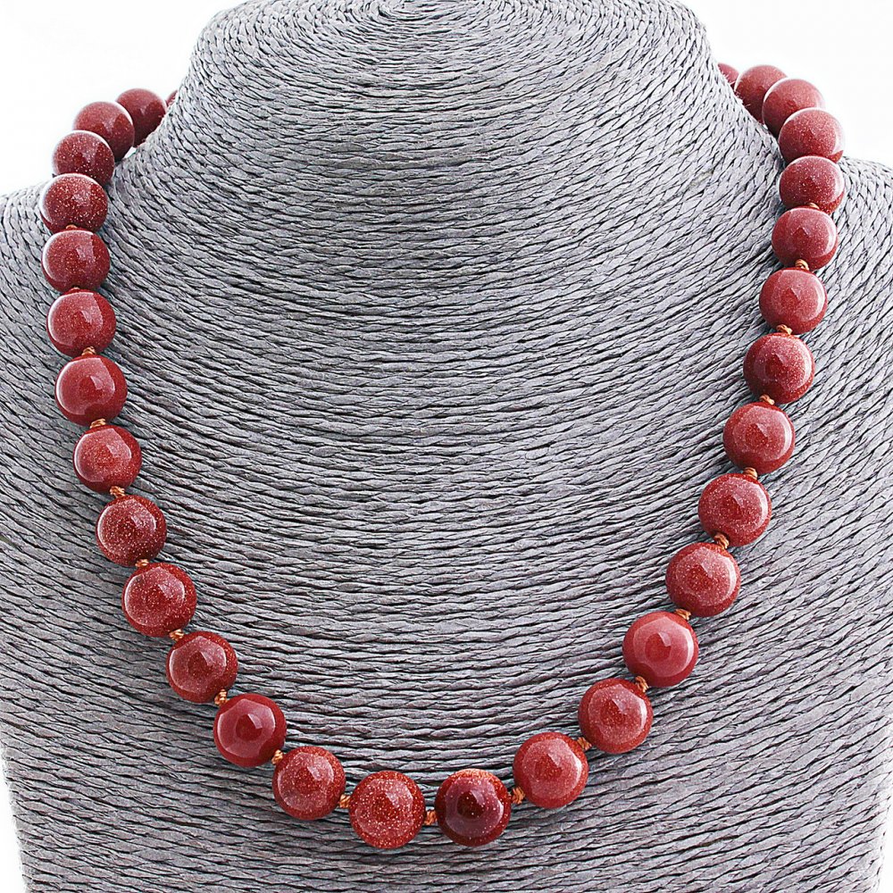 Náhrdelník z aventurínu (syntetický) „Zlatý písek“ – korálky o průměru 12 mm, délka 50 cm+